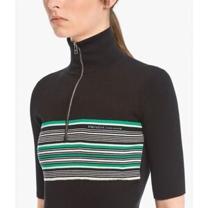 Prada 2018 Collection Silk Zip Front Tee Shirt Size 6